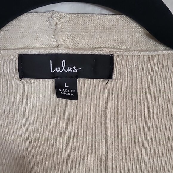 Lulus Ribbed Knit Cardigan Size L Cream Ivory Pockets Chunky Knit Coastal Lagen - Picture 5 of 13
